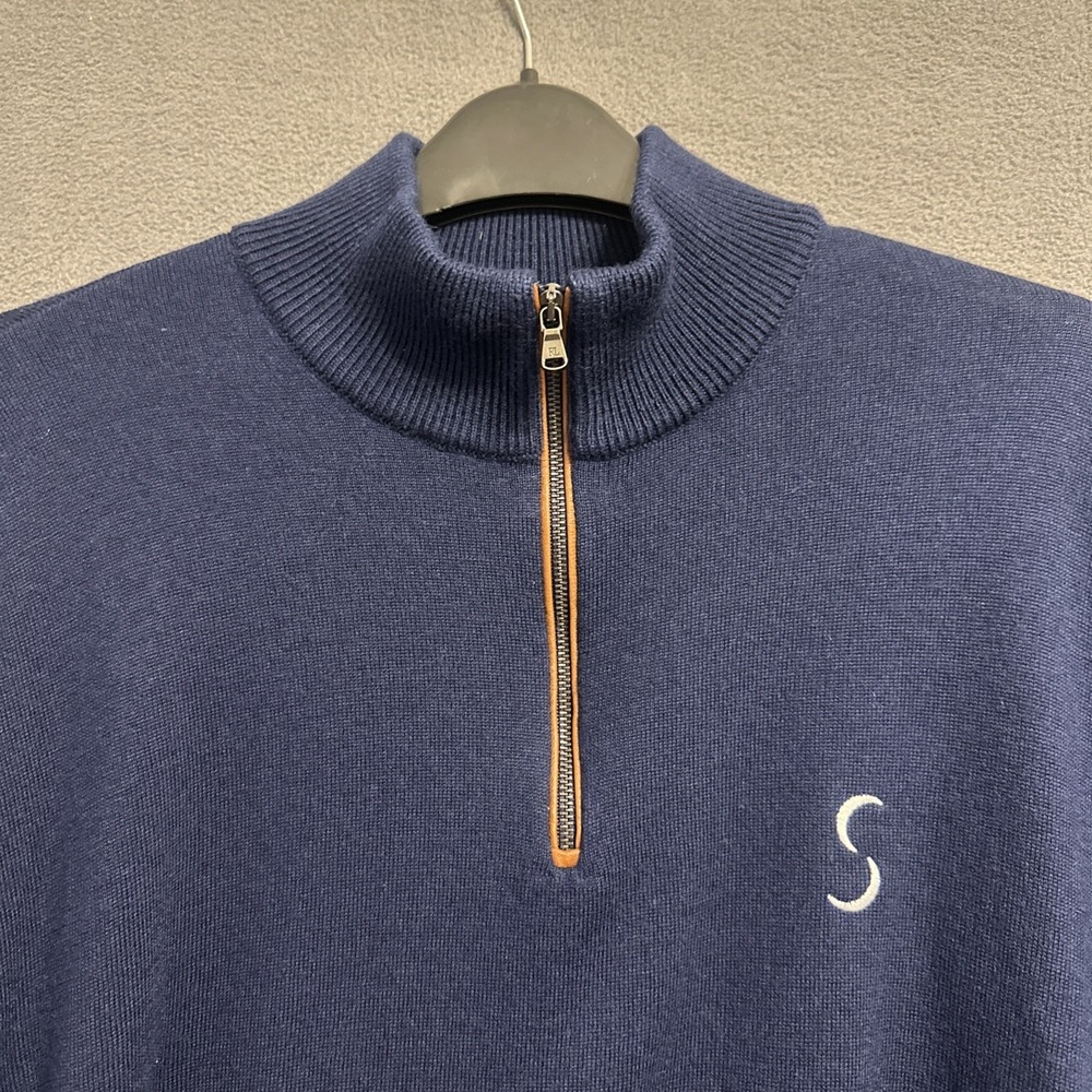 Polo Golf Ralph Lauren Merino Wool 1/4 Zip Pullover Sweater Mens XL Blue Knit